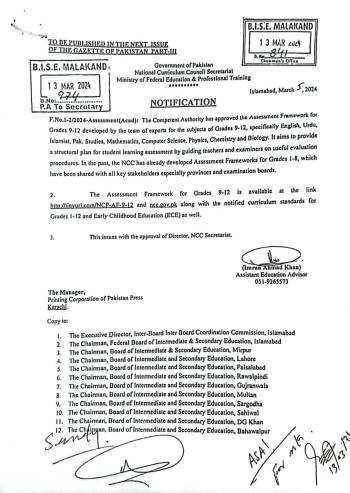 Assesstment Framework for Grade 09-12 