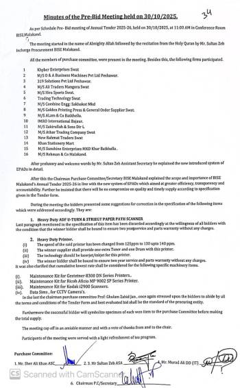 Minutes of the Pre-bid meeting held on