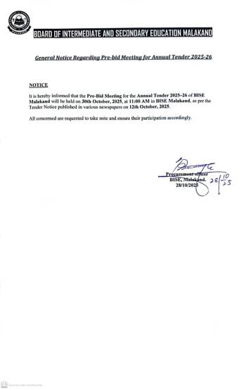 General Notice Regarding Pre-bid Meeti